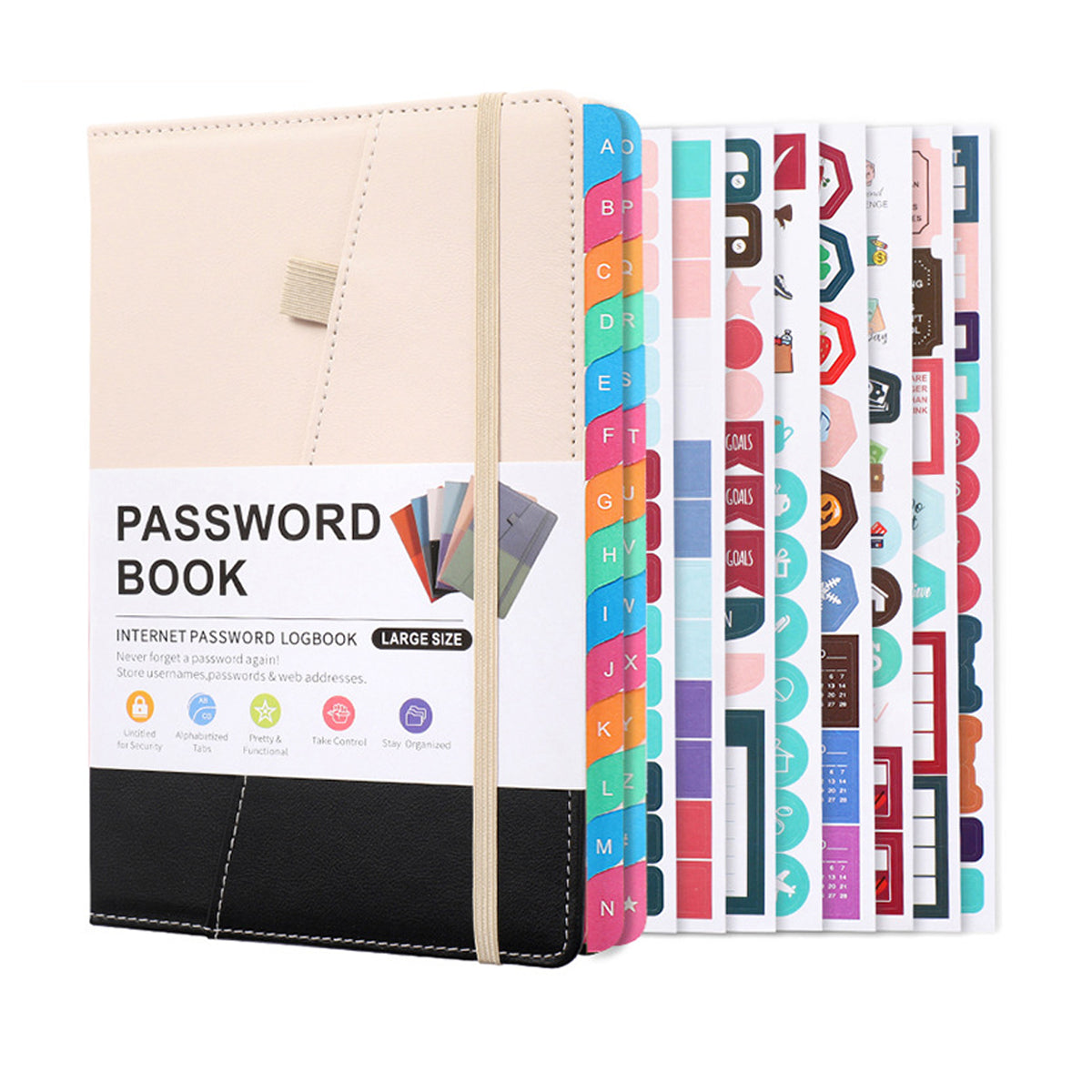 A5 Password Book with Alphabetical Tabs and Planning Stickers