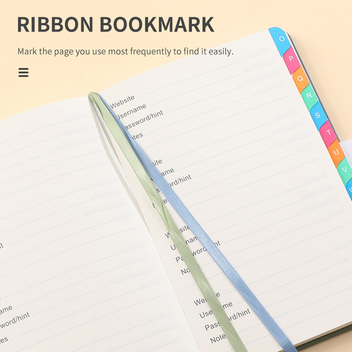 A5 Password Book with Alphabetical Tabs and Planning Stickers