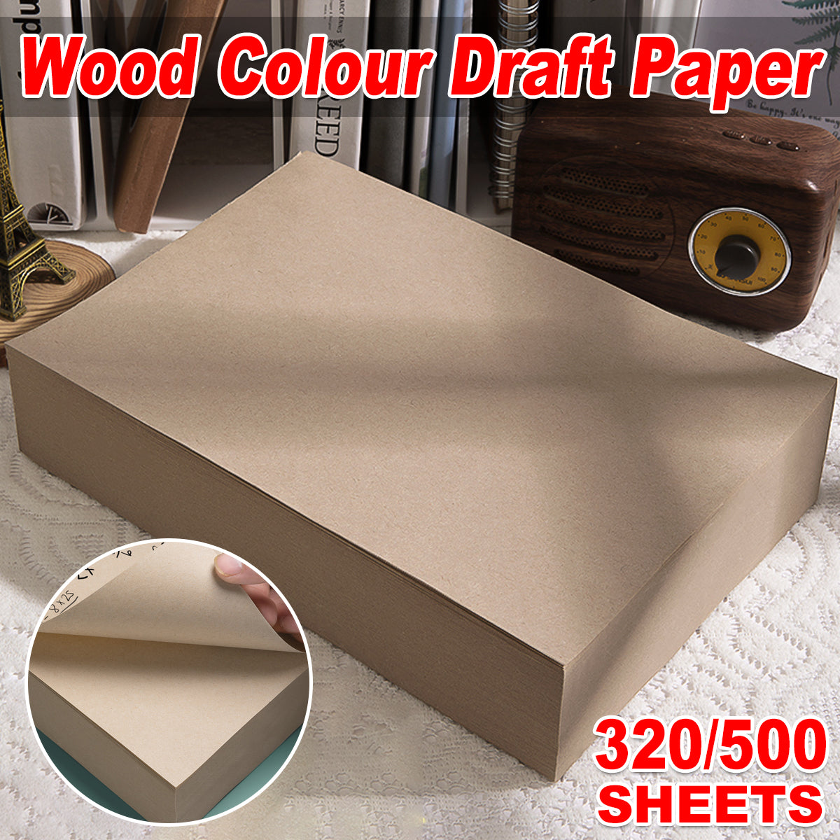Student Wooden Color Draft Paper Notebook 320 / 500 Sheets