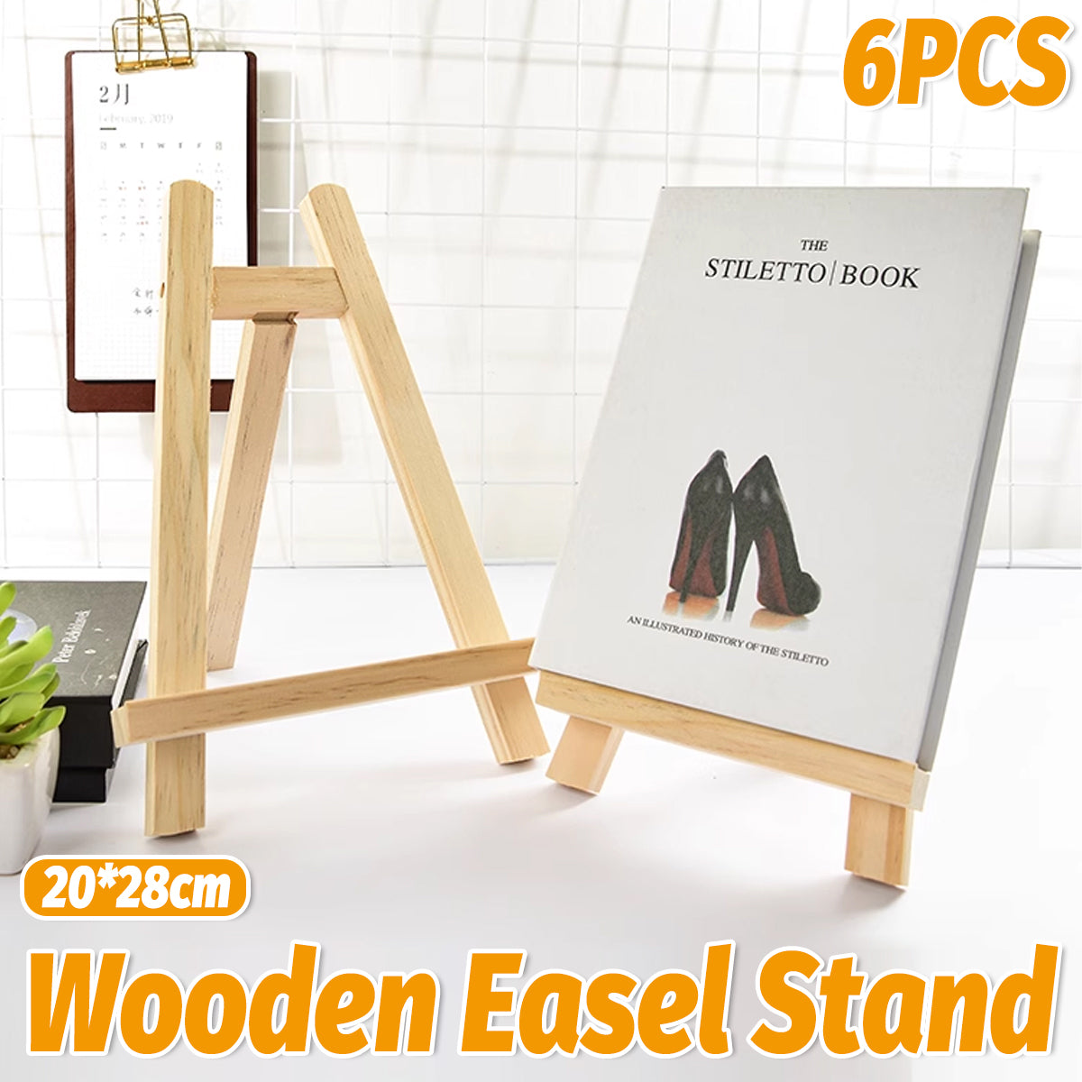 6 Pcs Tabletop Artist Easels A-Frame Pine Wood 28 x 20cm