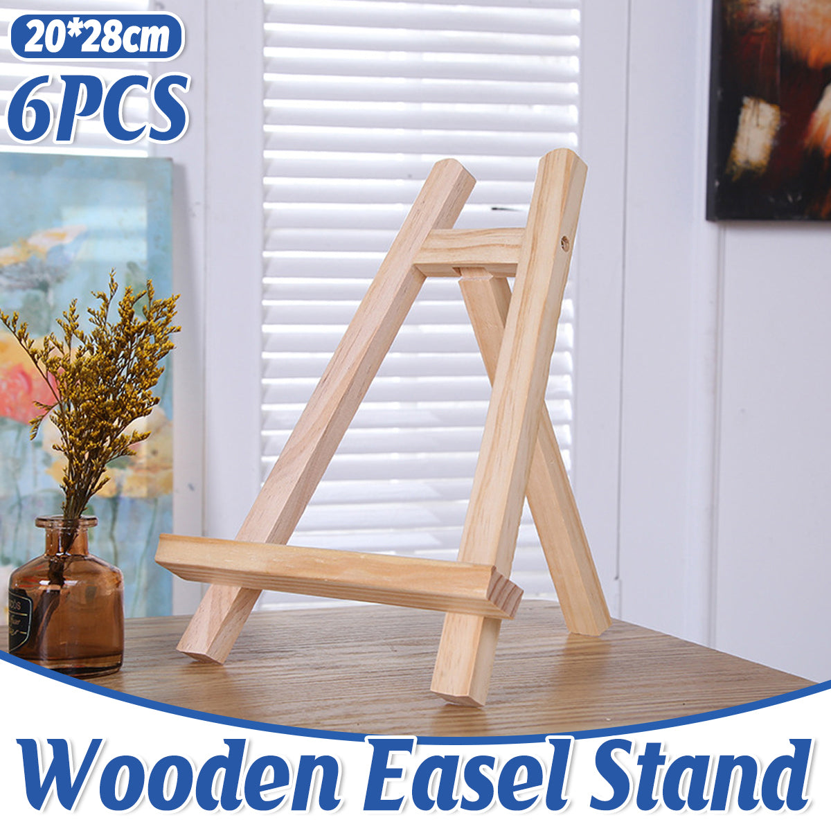 6 Pcs Tabletop Artist Easels A-Frame Pine Wood 28 x 20cm
