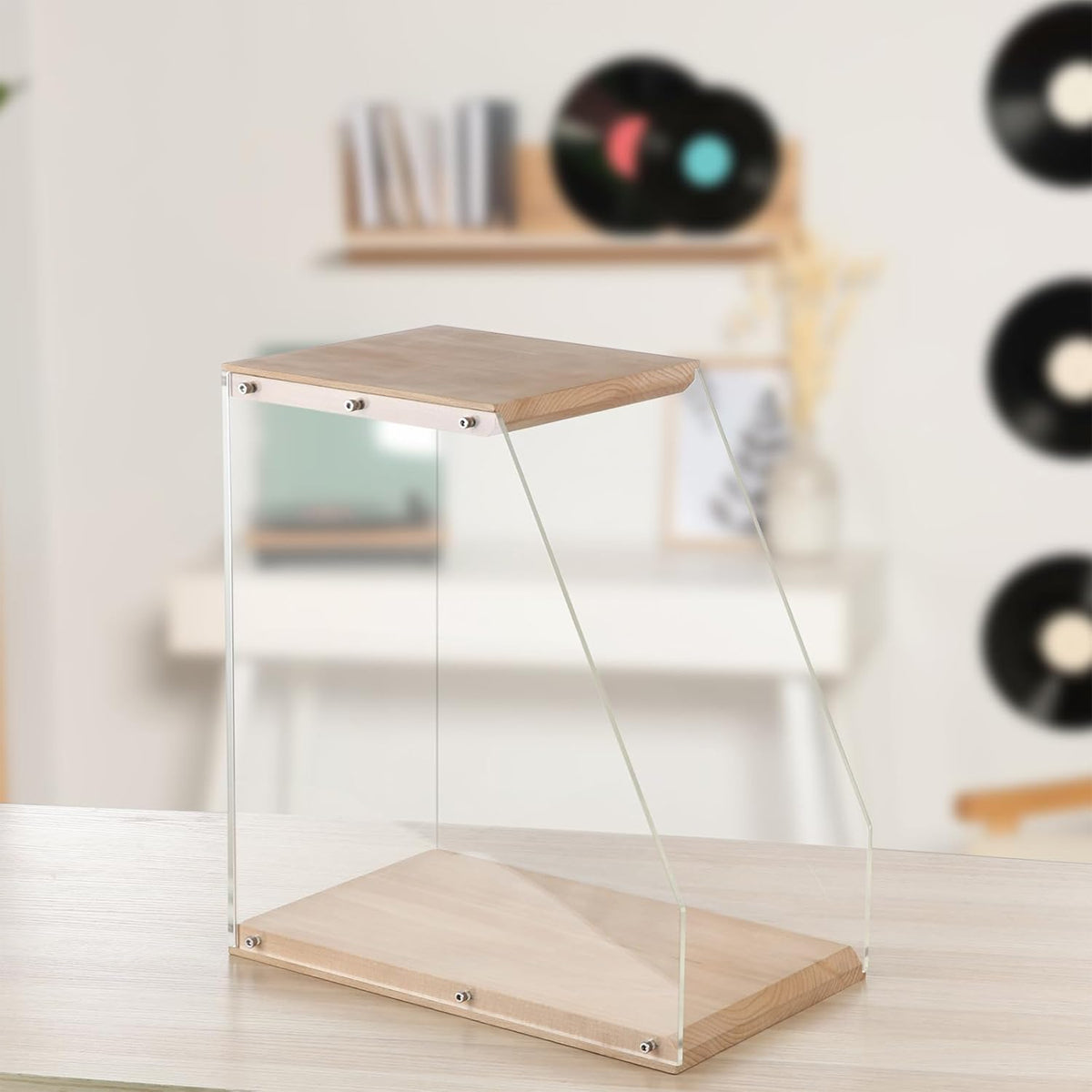 Wooden Vinyl Record Stand for Desktop Home Decor