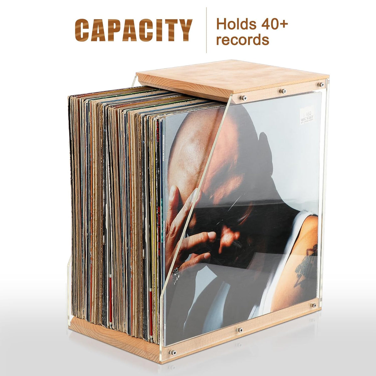 Wooden Vinyl Record Stand for Desktop Home Decor