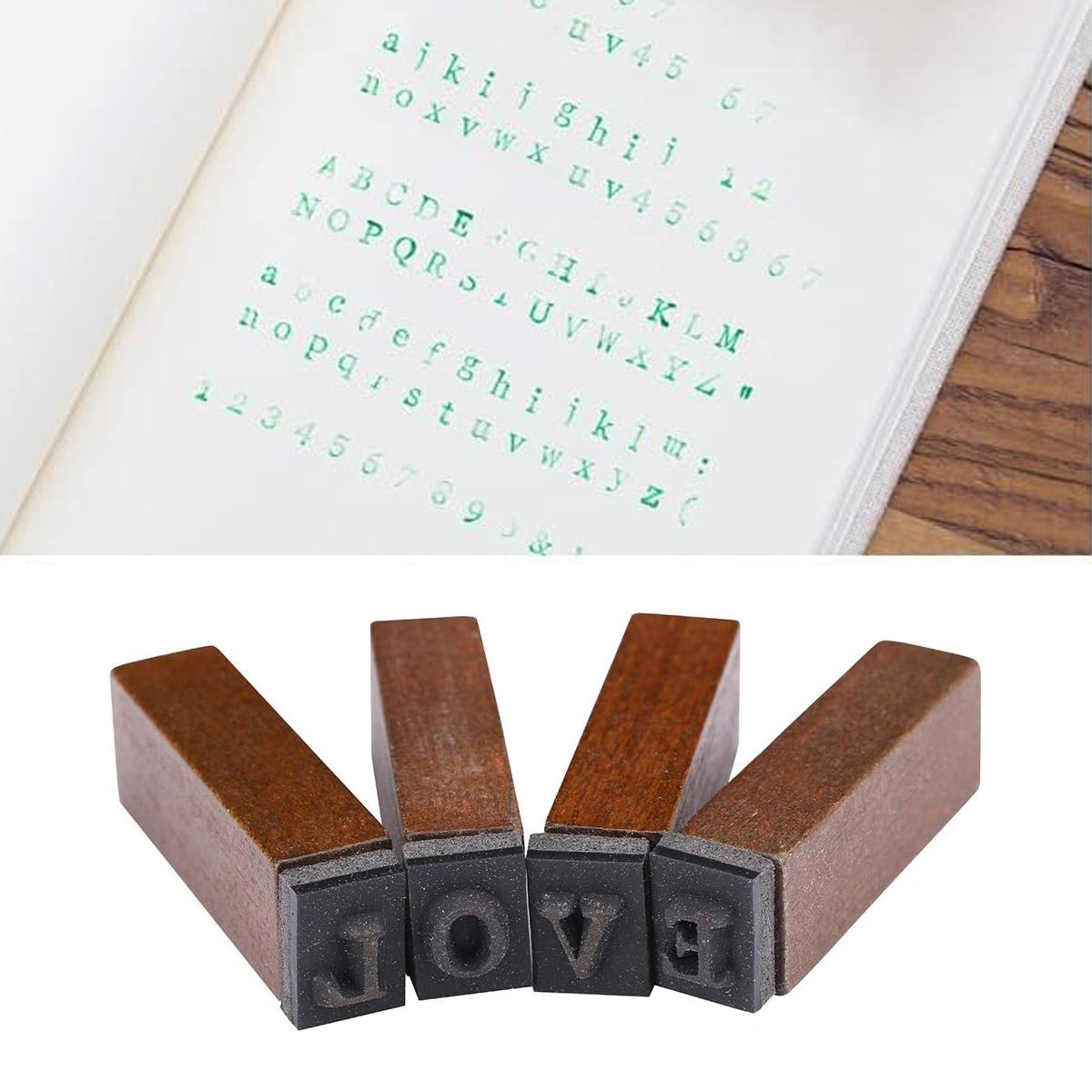 70 Pcs Alphabet and Number Wood Rubber Stamp Set with Storage Box