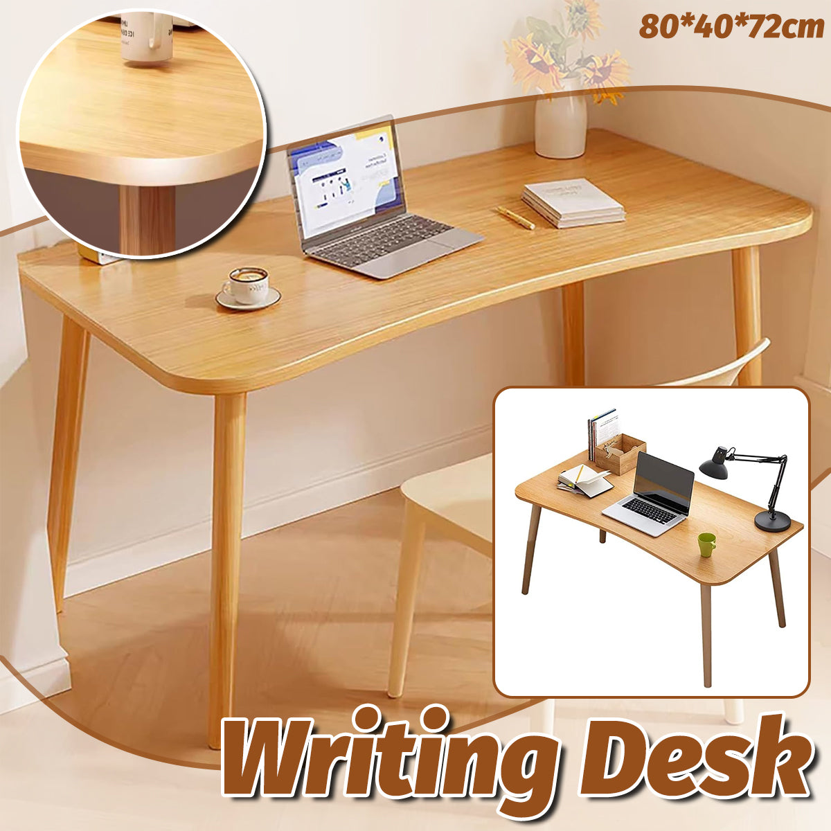 Simple Rectangular Computer Desk Home Office Study Desk 80 × 40 cm