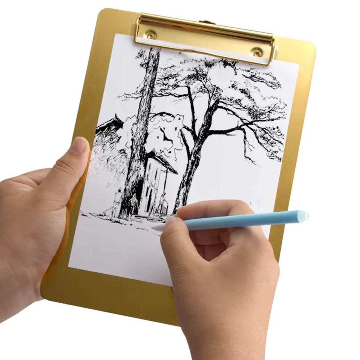 Metal Writing Board with Stainless Steel Clip Gold Finish