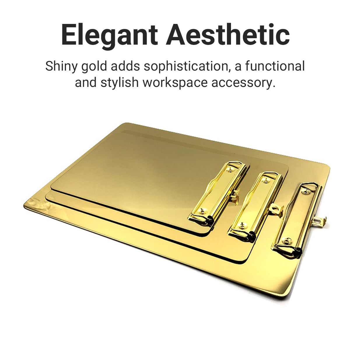 Metal Writing Board with Stainless Steel Clip Gold Finish