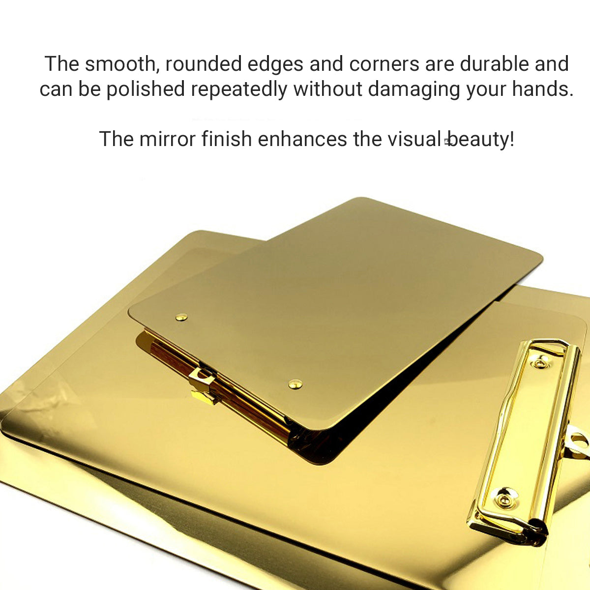 Metal Writing Board with Stainless Steel Clip Gold Finish