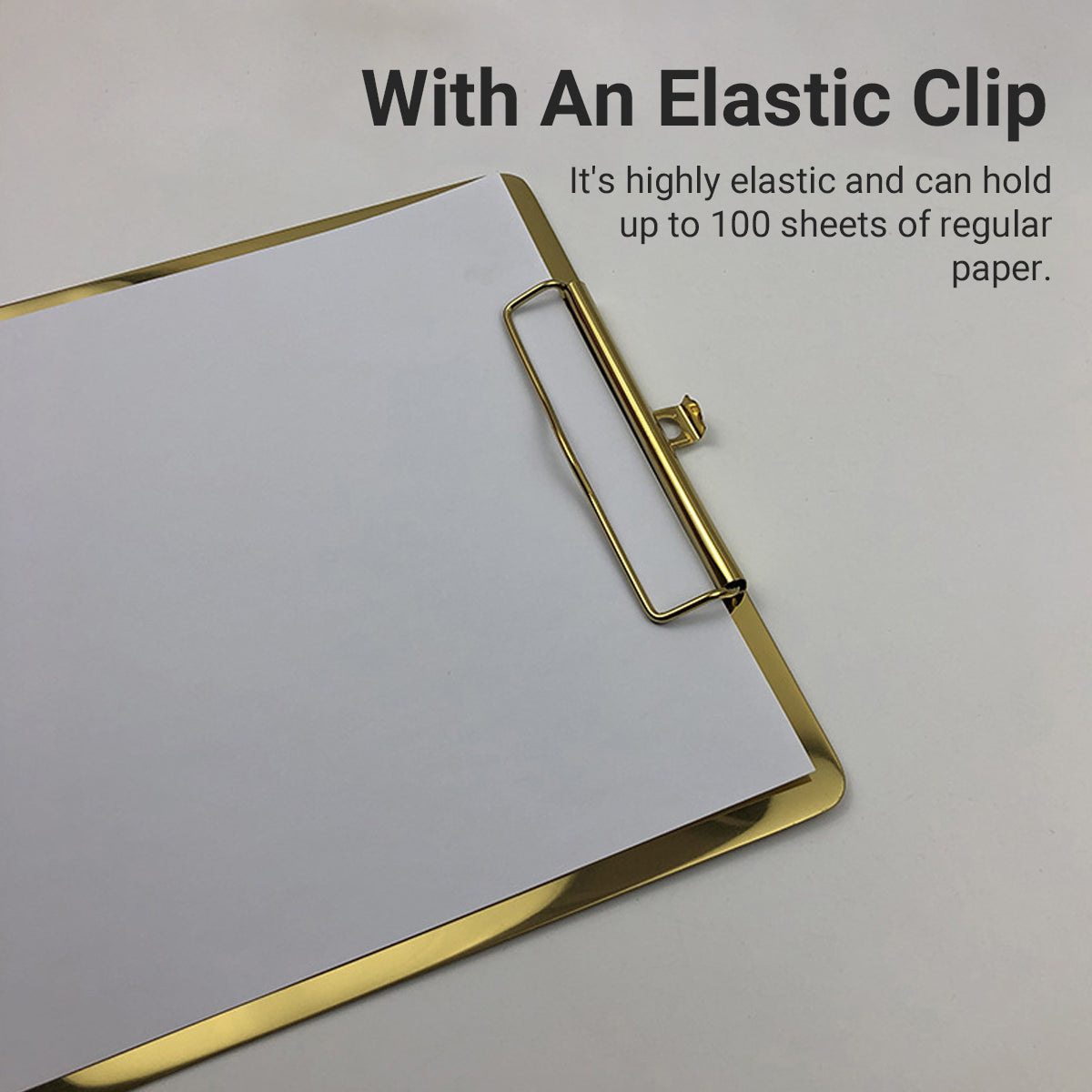 Metal Writing Board with Stainless Steel Clip Gold Finish