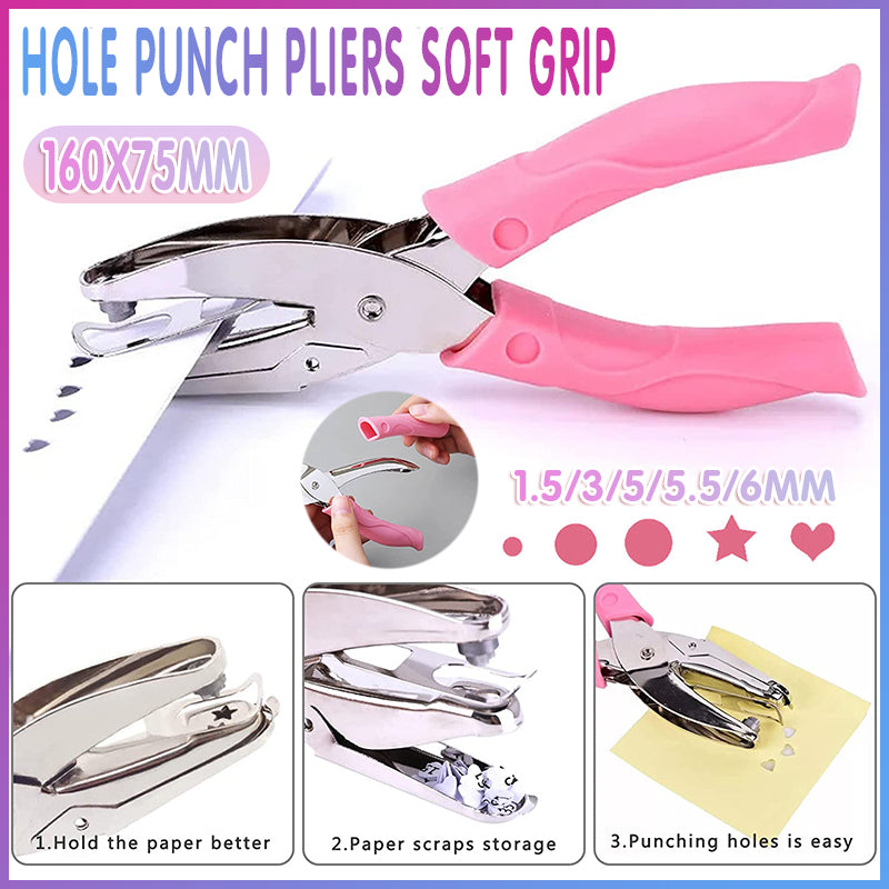 Metal Hole Punch Pliers with Soft Grip Circle Star Heart