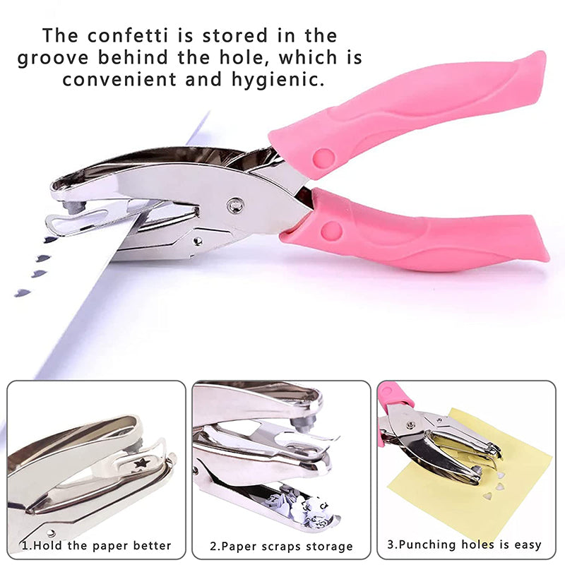 Metal Hole Punch Pliers with Soft Grip Circle Star Heart
