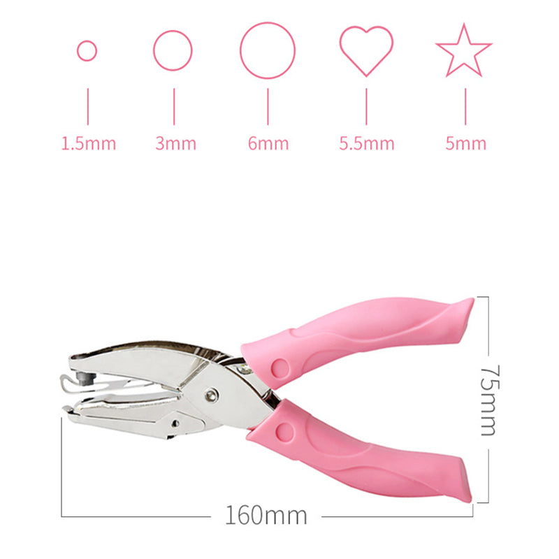 Metal Hole Punch Pliers with Soft Grip Circle Star Heart