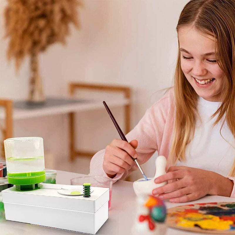 Paintbrush Rinser Cleaner with Dual Tanks and Button Drain