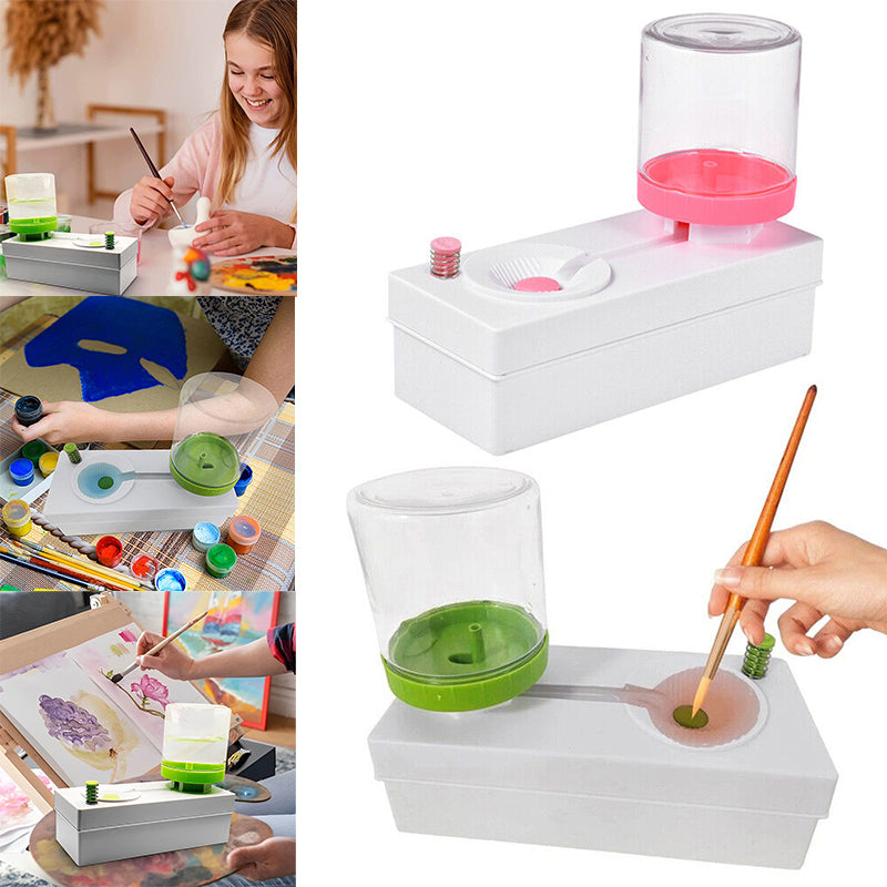 Paintbrush Rinser Cleaner with Dual Tanks and Button Drain