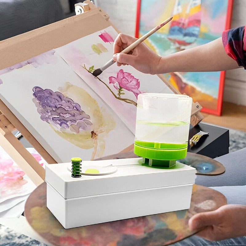 Paintbrush Rinser Cleaner with Dual Tanks and Button Drain