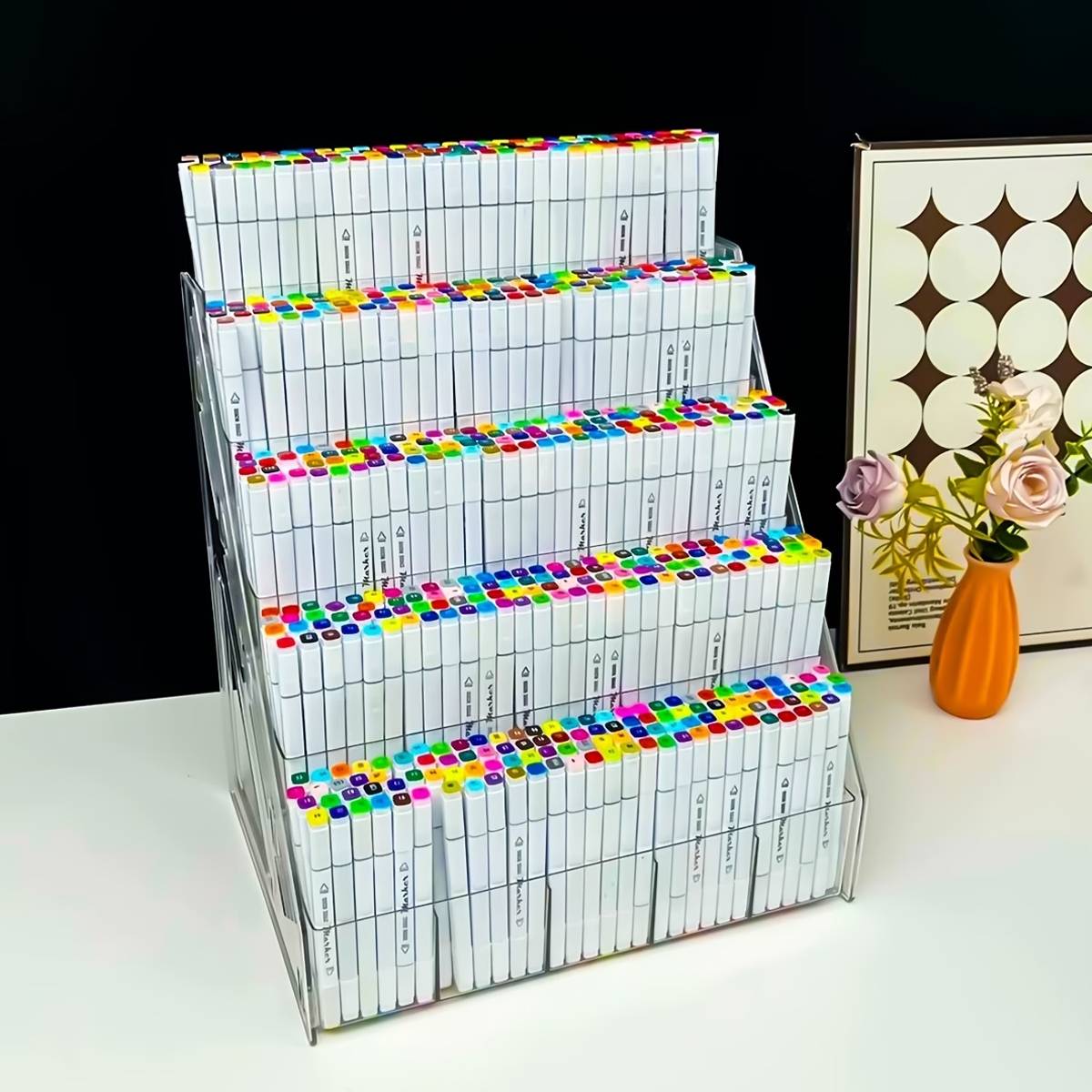 Clear Acrylic Divided Pen Holder 3 or 5 Tier