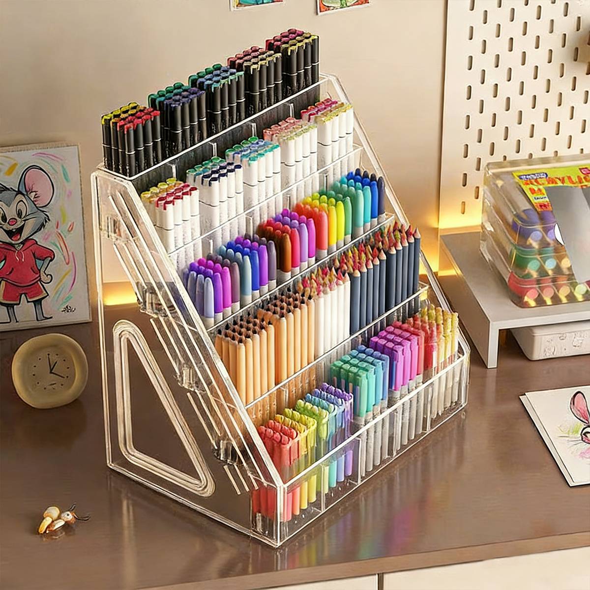 Clear Acrylic Divided Pen Holder 3 or 5 Tier