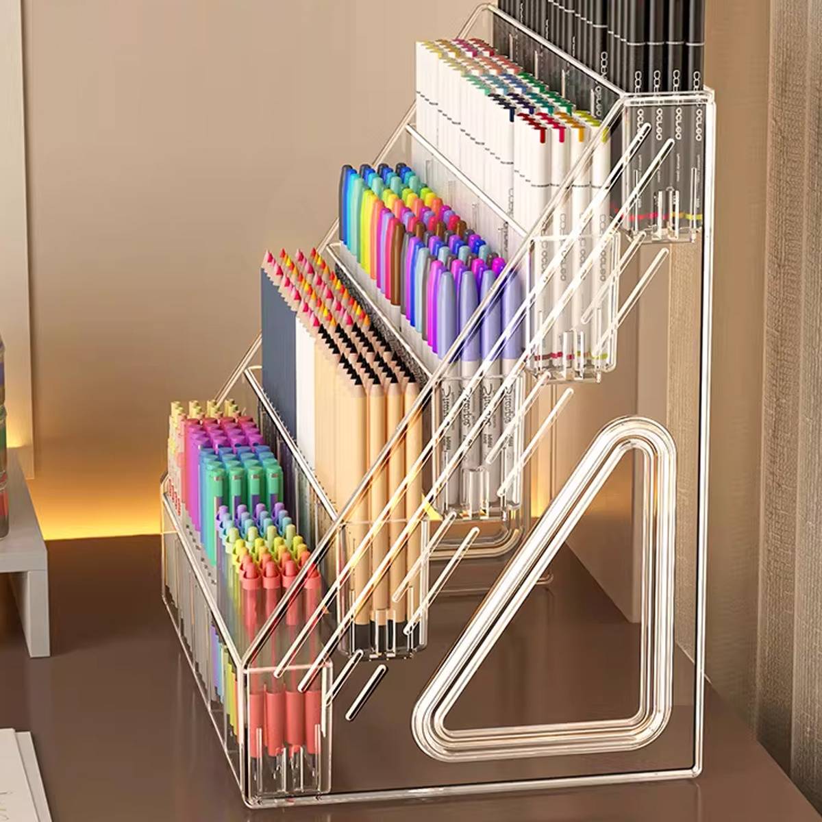 Clear Acrylic Divided Pen Holder 3 or 5 Tier