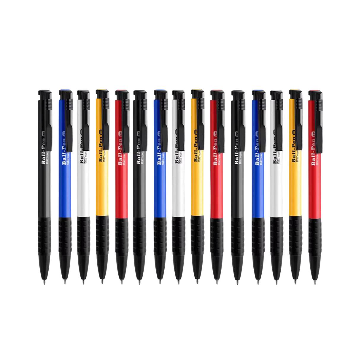 15 Pcs Push Button Ballpoint Pen 3 Colour Set