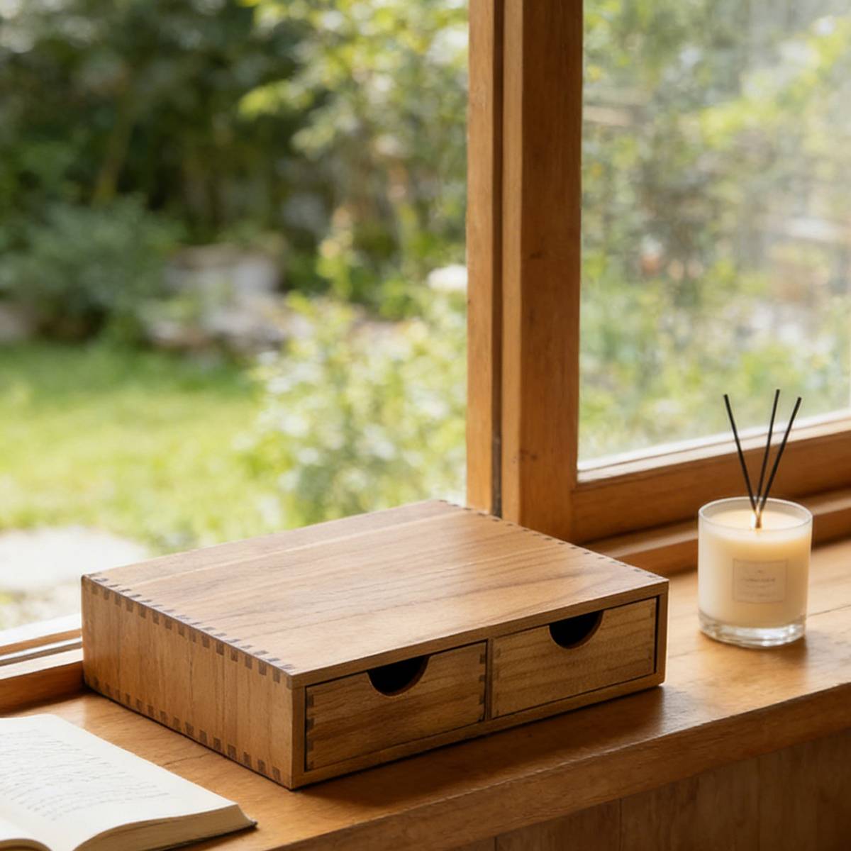 Wooden Coffee Capsule Holder with Double Drawer