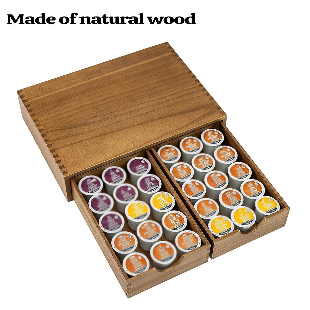 Wooden Coffee Capsule Holder with Double Drawer