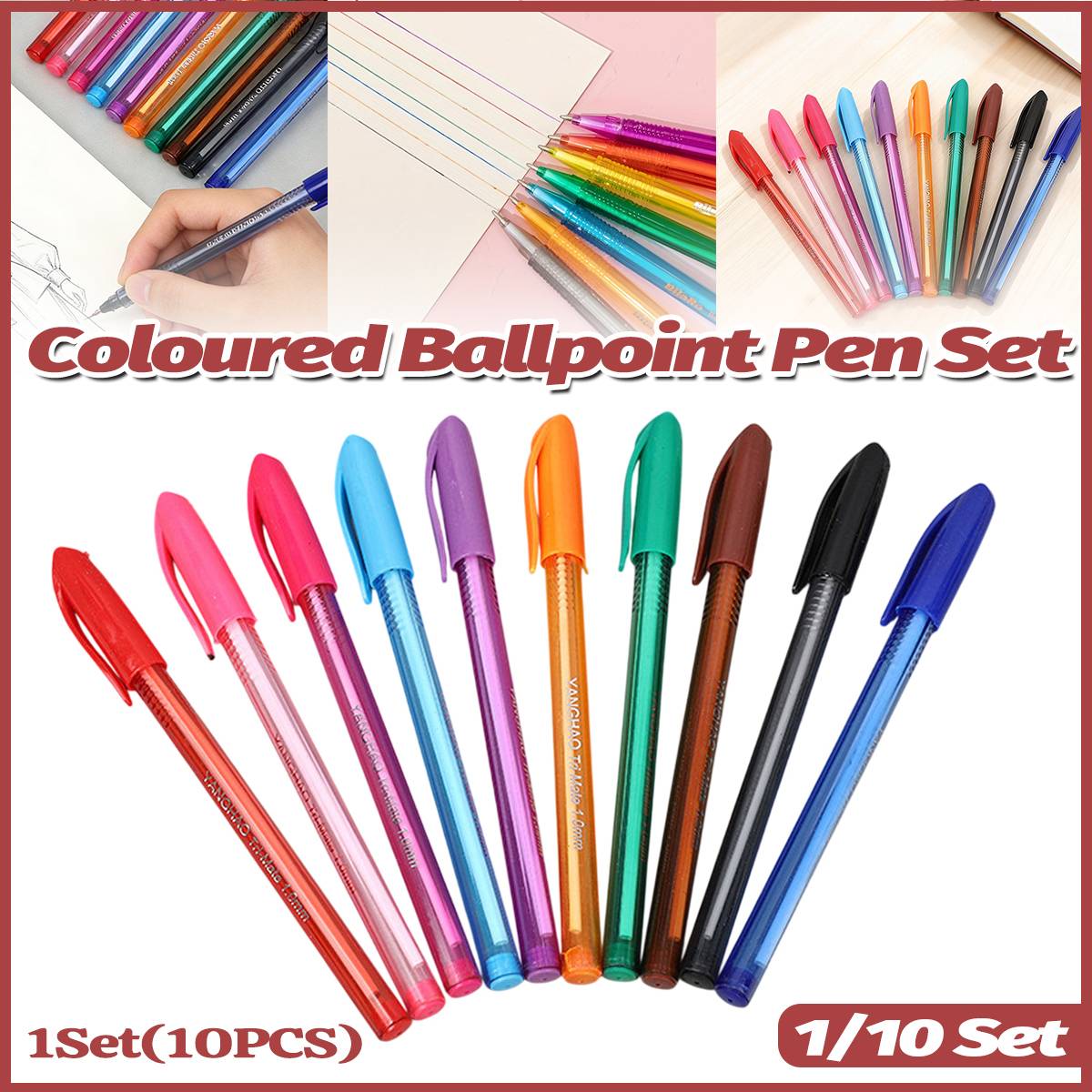 Colourful Ballpoint Pen Set for Office and School