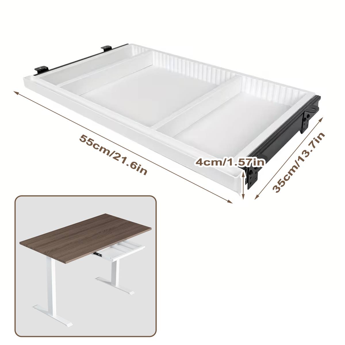 Slim Under Desk Drawer Organiser Slide-Out Tray