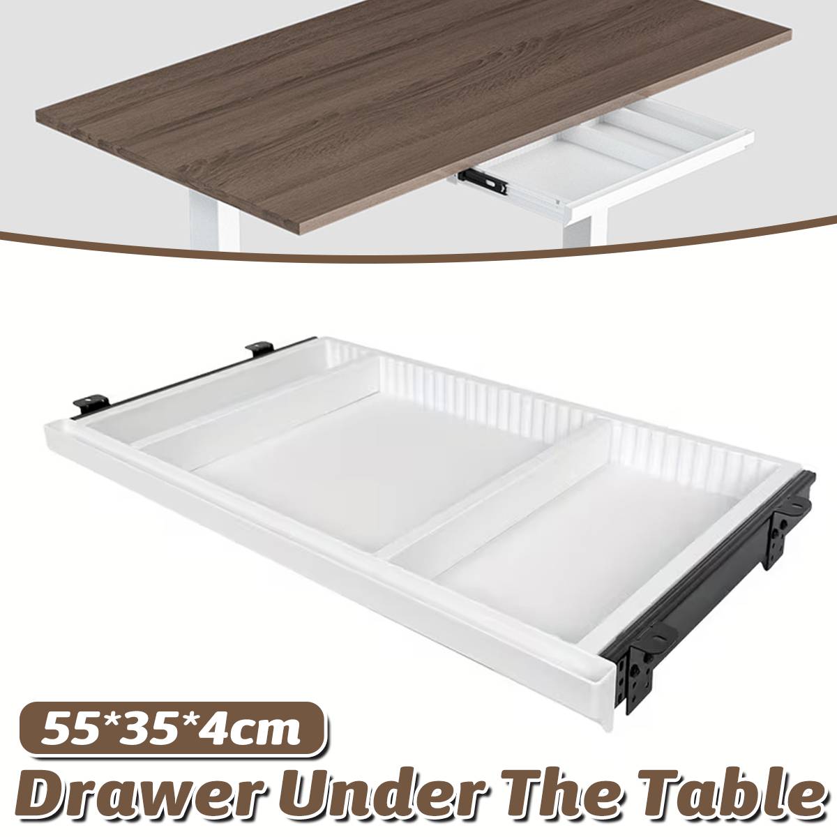 Slim Under Desk Drawer Organiser Slide-Out Tray