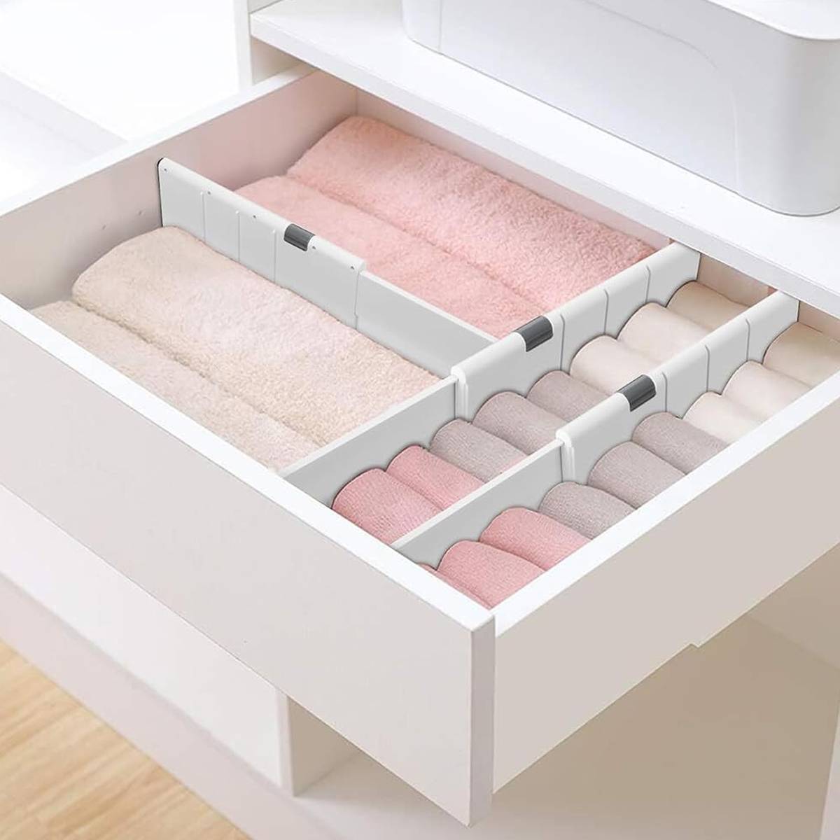 4 Pcs Expandable Drawer Divider with Anti-Slip Pads