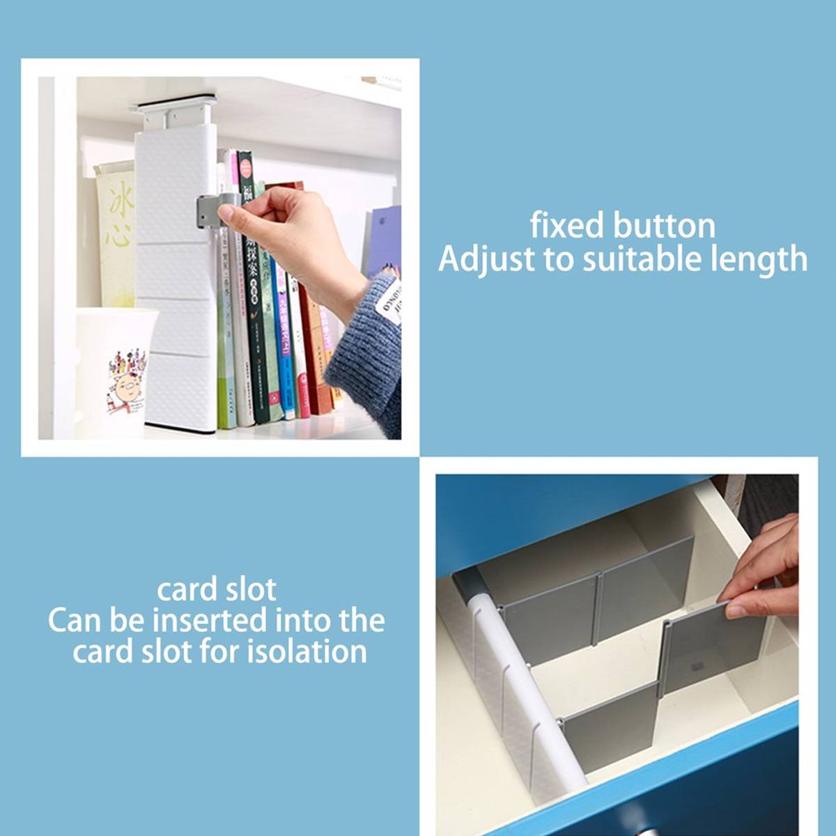 4 Pcs Expandable Drawer Divider with Anti-Slip Pads