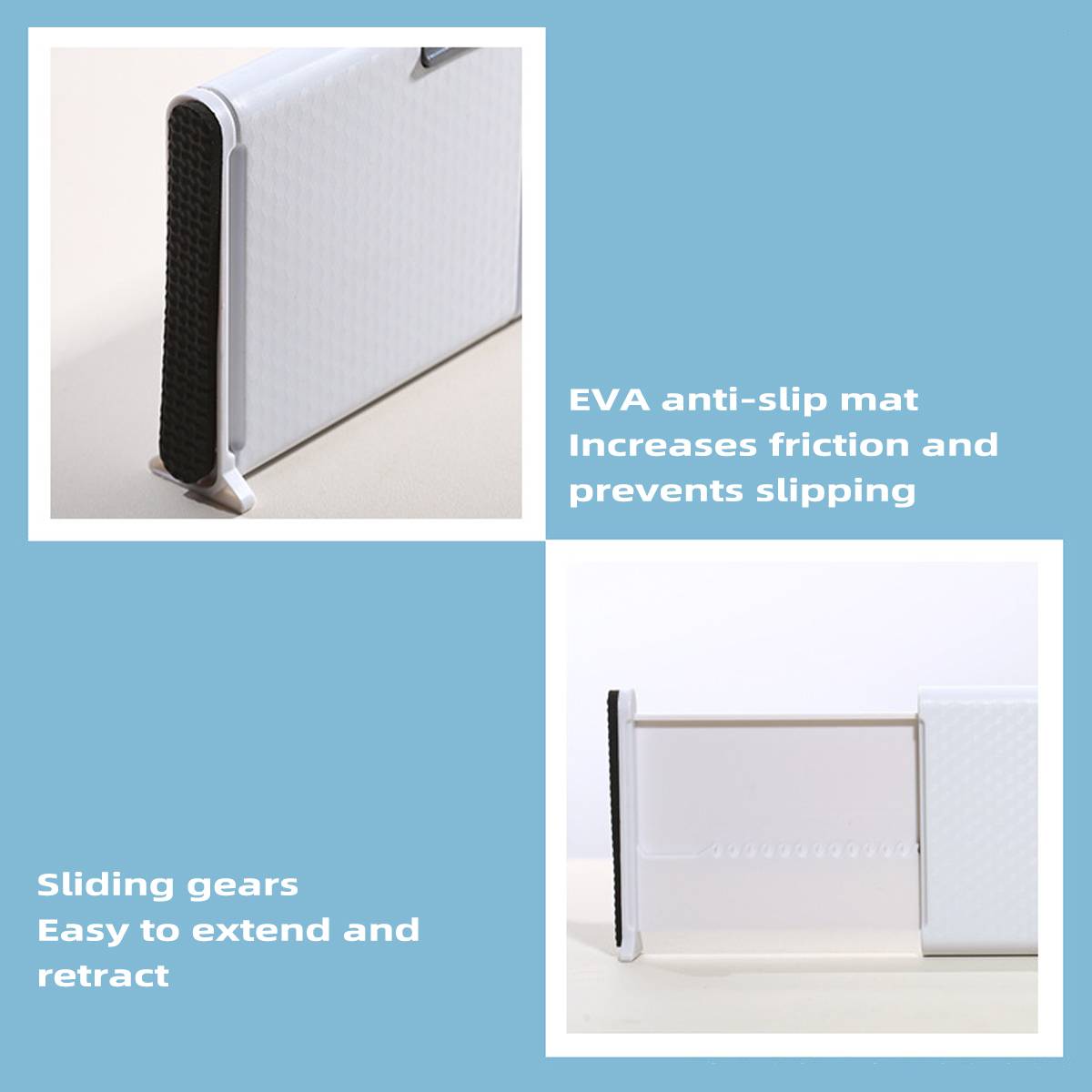4 Pcs Expandable Drawer Divider with Anti-Slip Pads