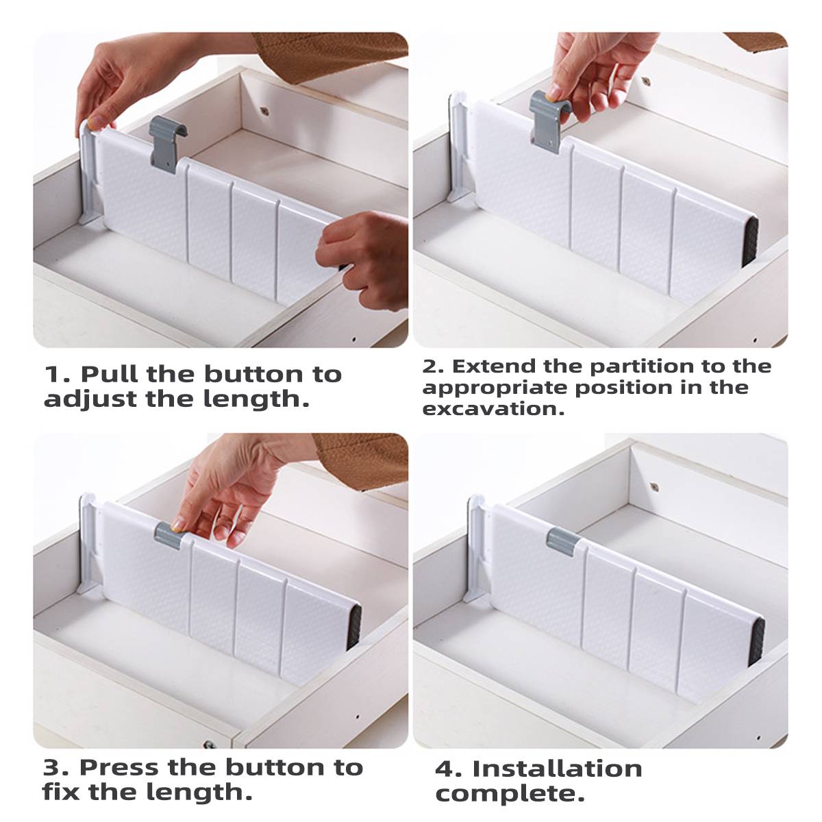 4 Pcs Expandable Drawer Divider with Anti-Slip Pads