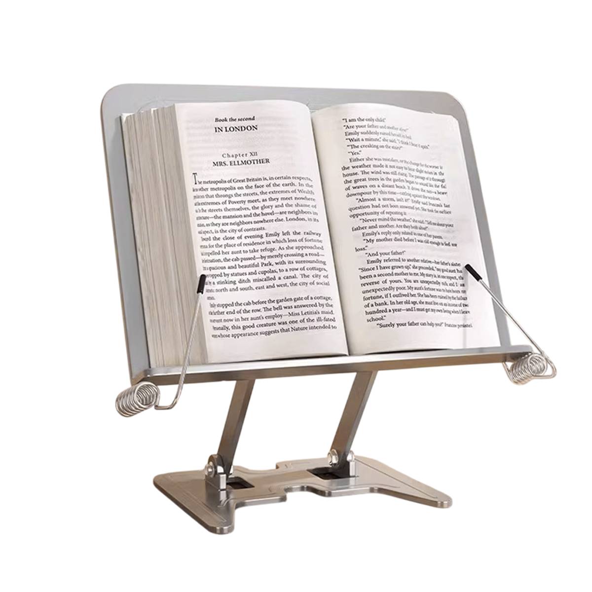 Silver Metal Book Stand Adjustable Foldable Reading