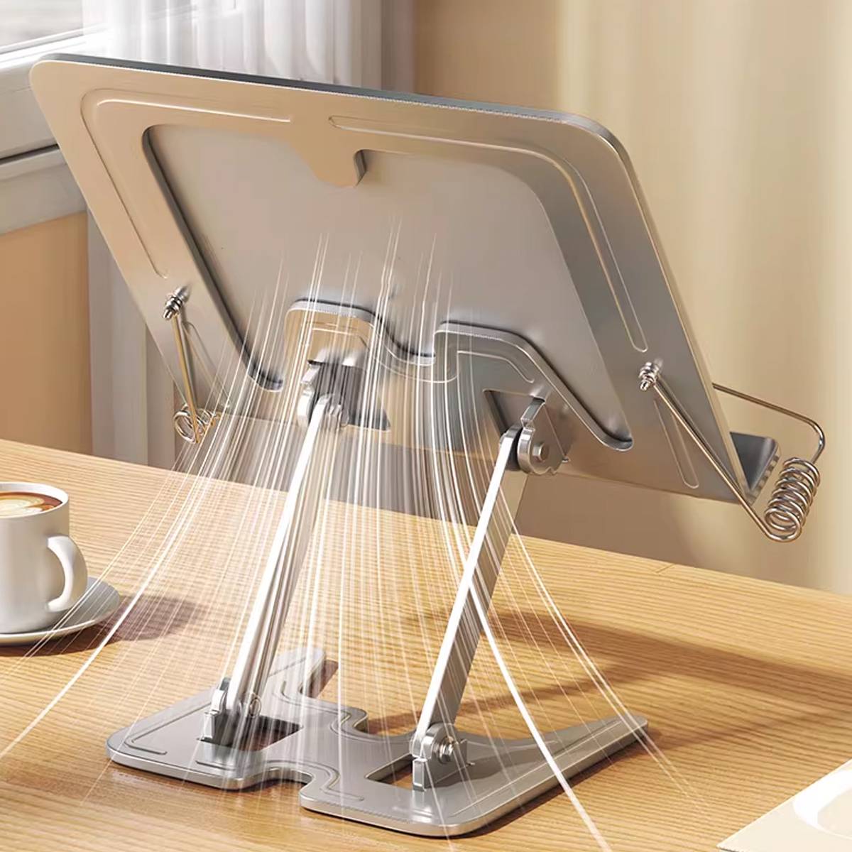 Silver Metal Book Stand Adjustable Foldable Reading