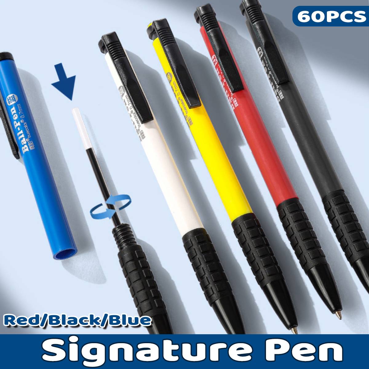 60pcs Push Button Ballpoint Pens 0.7mm Medium Tip