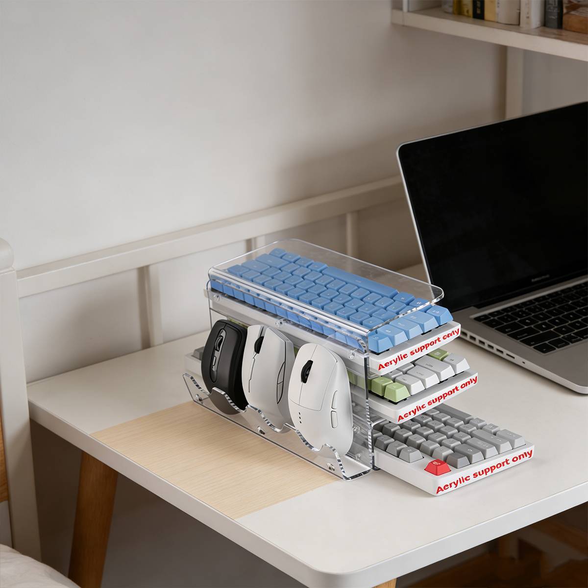 Acrylic 3-Tier Mouse Keyboard Storage Rack Desktop