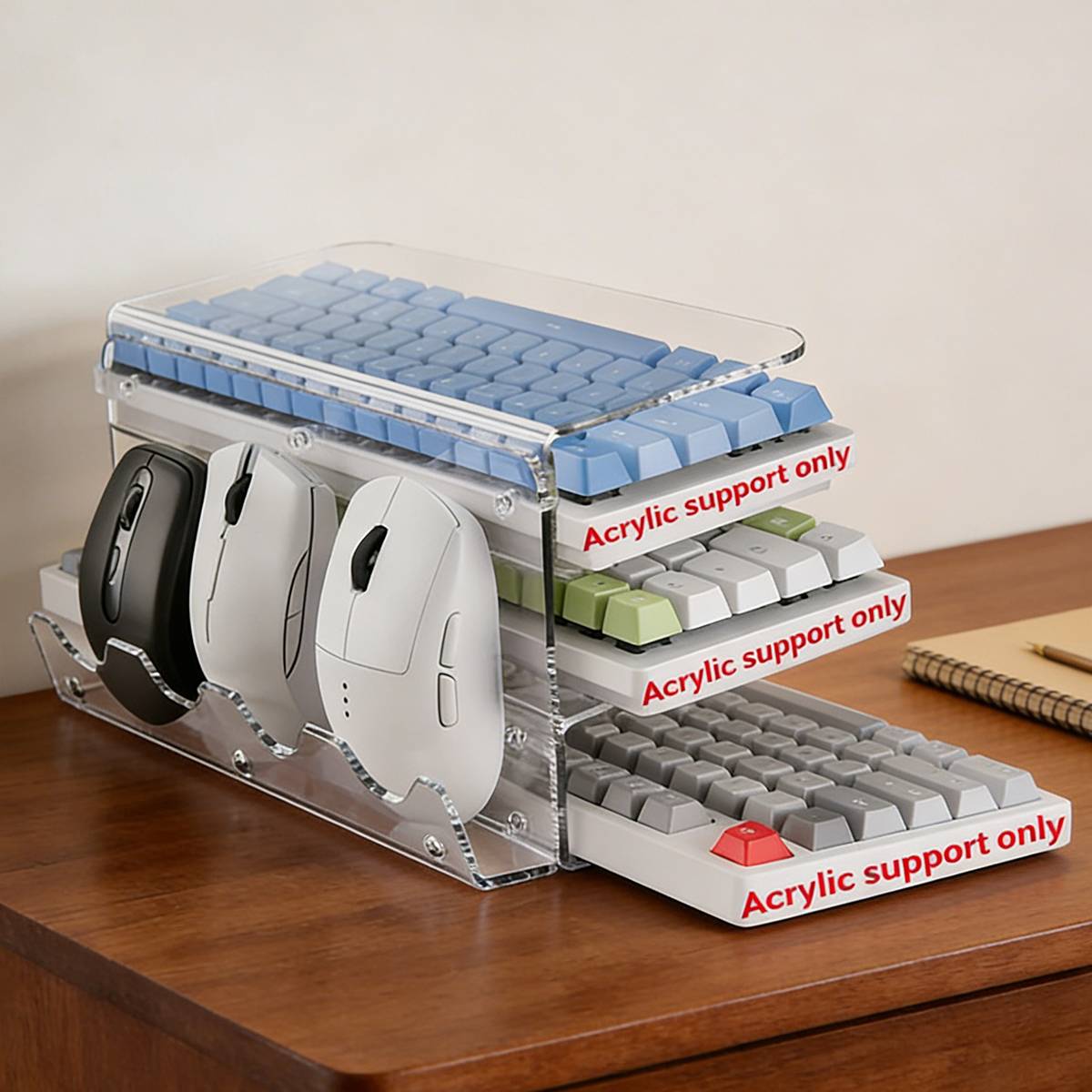 Acrylic 3-Tier Mouse Keyboard Storage Rack Desktop