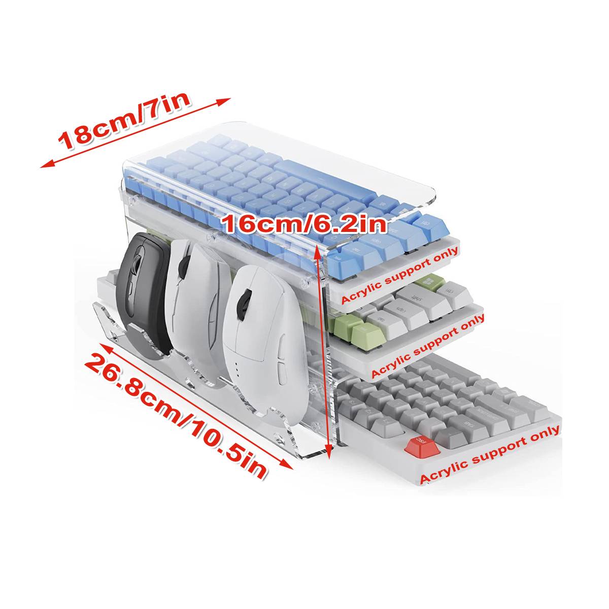 Acrylic 3-Tier Mouse Keyboard Storage Rack Desktop