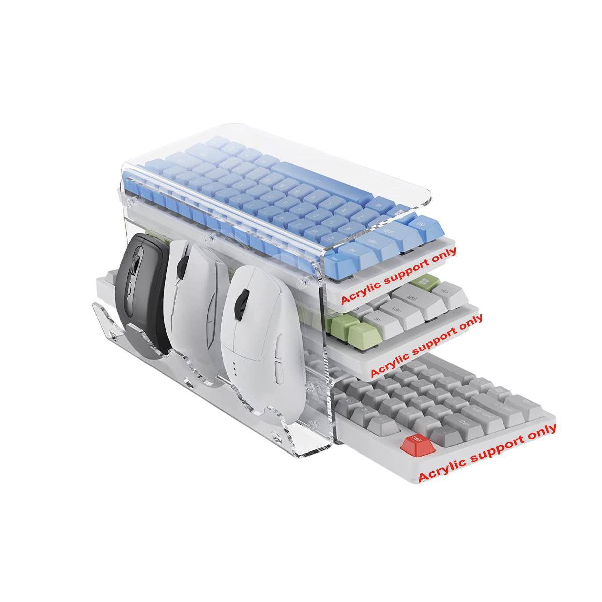 Acrylic 3-Tier Mouse Keyboard Storage Rack Desktop