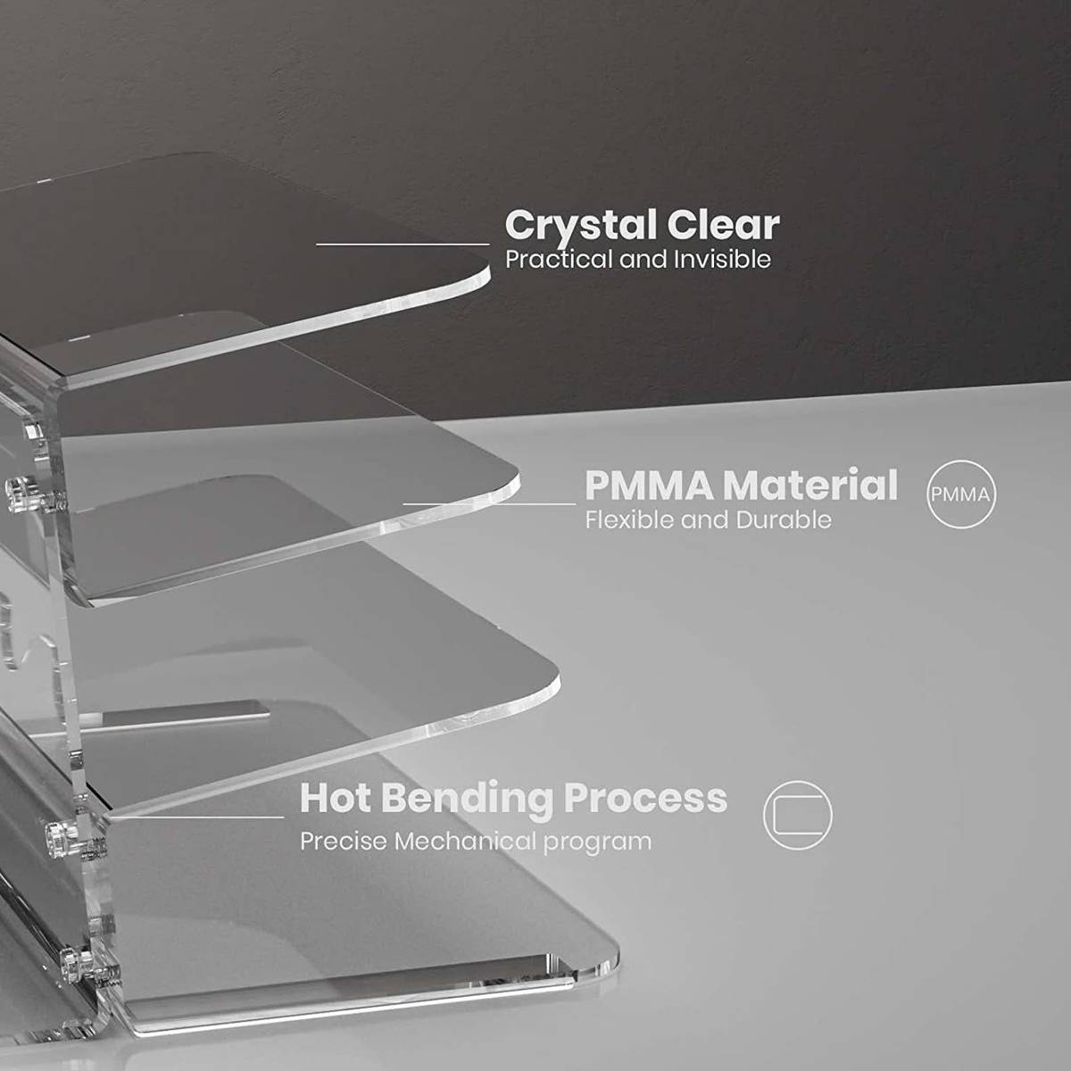 Acrylic 3-Tier Mouse Keyboard Storage Rack Desktop