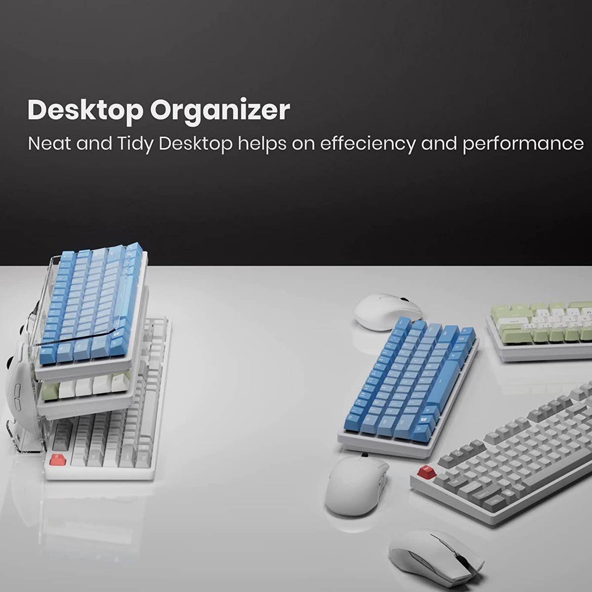 Acrylic 3-Tier Mouse Keyboard Storage Rack Desktop