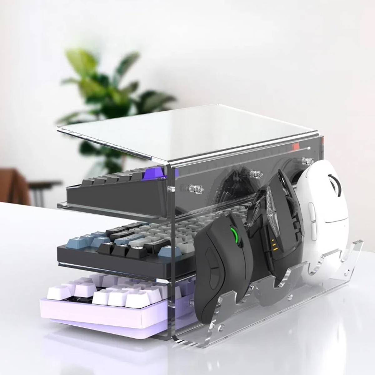 Acrylic 3-Tier Mouse Keyboard Storage Rack Desktop