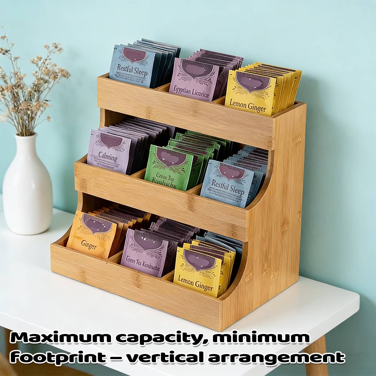 3-Tier Bamboo Storage Rack for Coffee and Tea
