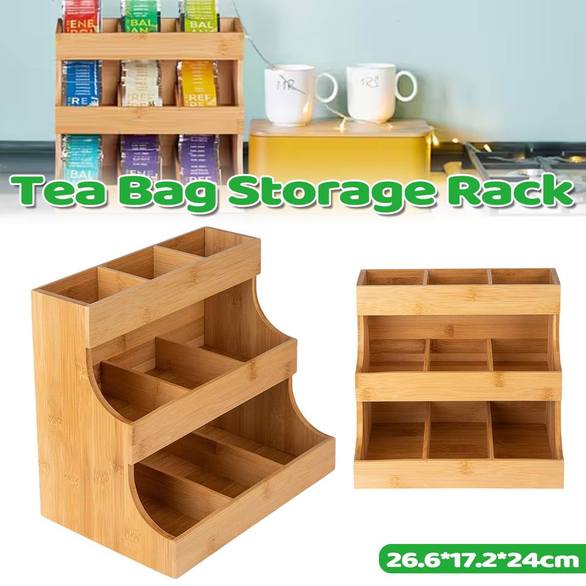 3-Tier Bamboo Storage Rack for Coffee and Tea