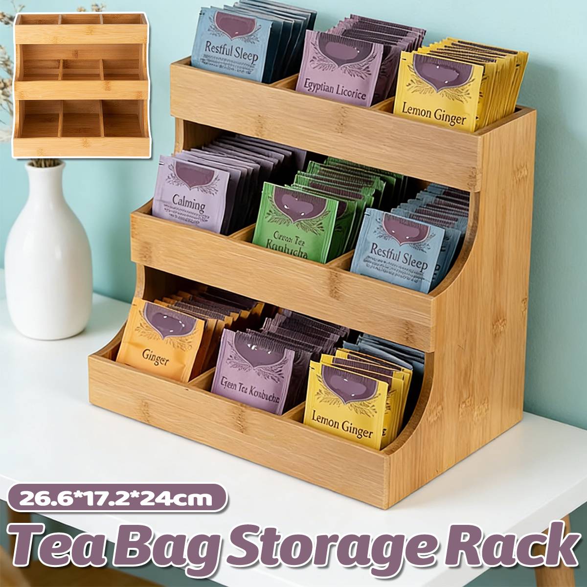 3-Tier Bamboo Storage Rack for Coffee and Tea