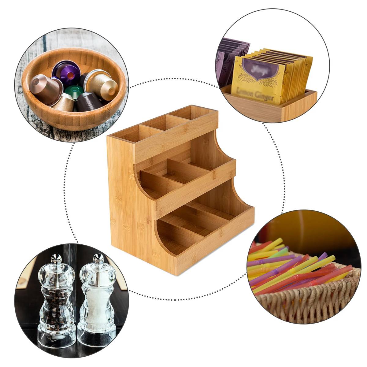 3-Tier Bamboo Storage Rack for Coffee and Tea