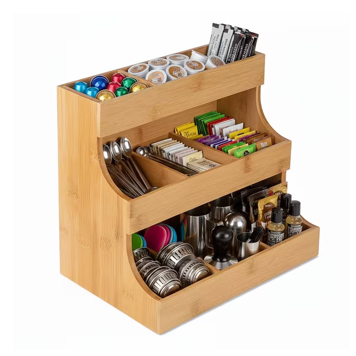 3-Tier Bamboo Storage Rack for Coffee and Tea