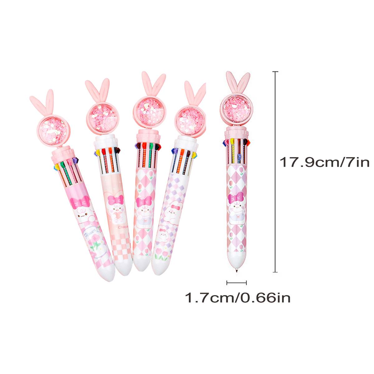 10 Colour Cartoon Push-Click Ballpoint Pen