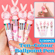 10 Colour Cartoon Push-Click Ballpoint Pen