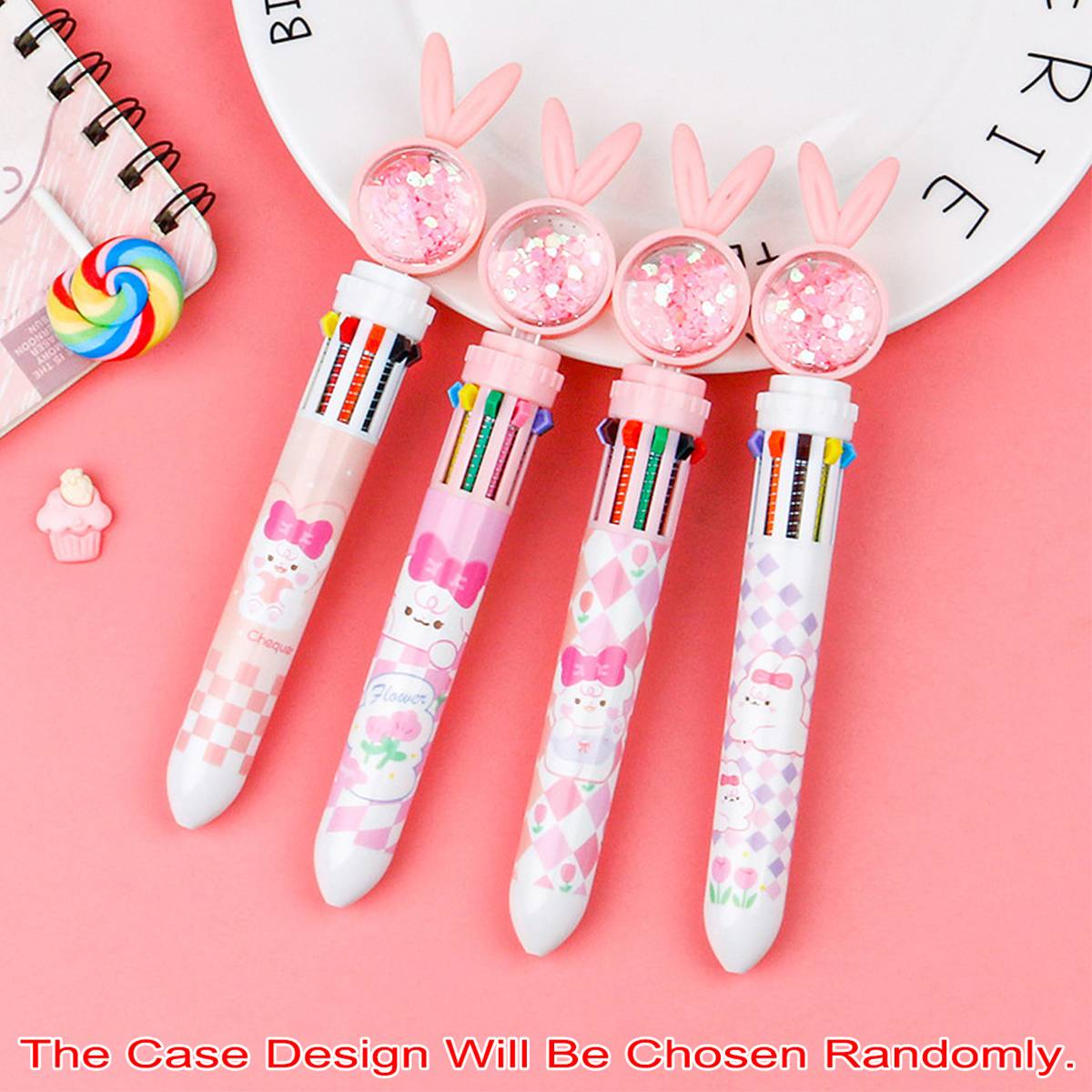 10 Colour Cartoon Push-Click Ballpoint Pen